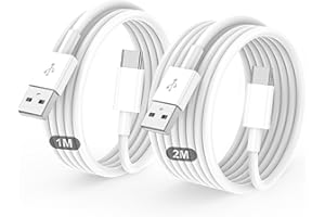LCOGPDOY USB C Charger Cable 2 Pack 1M+2M USB A to USBC Cable Type C Charger Fast Charging Phone Charger Lead for iPhone 17 16 15 Pro Max Plus Air, Samsung Galaxy S25 S24 Ultra, Google Pixel, for iPad Air