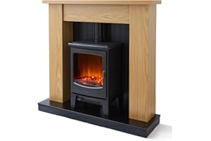 Warmlite WL45043 Cambridge Fireplace Stove Suite with Two Heat Settings and Realistic LED Flame Effect, 1850W, Black