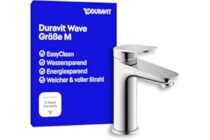 Duravit Wave Waschtischarmatur, Größe M (Auslauf Höhe 111 mm), energiesparende Waschbecken Armatur (FreshStart), Wasserhahn Bad, Chrom