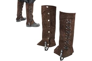 XINCHIA Cubrebotas de disfraz medieval de piel sintética vintage de caballero para Halloween, pirata, punk, accesorio para disfraz, calentador de piernas, ajustable, para cosplay, carnaval, equitación