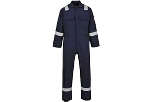 Portwest BIZ5 Men's Flame Resistant Reflective Overalls Bizweld Iona FR Coverall Navy, X-Large