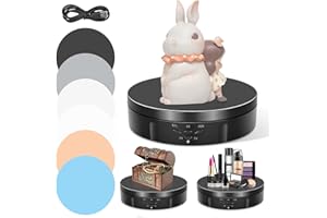 Drehteller Elektrisch, VAYOTOY 360 Grad Drehscheibe Elektrisch 6 Zoll/14,6 cm 10 kg Kleiner Elektrischer Drehteller mit 6 Hintergrundpapier USB-Aufladung für Anzeige und Fotografie