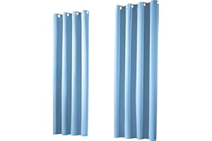 ‎HEIMTEXLAND heimtexland ® 1 Paar Thermo- Verdunklungsgardinen Ösenschal Vorhänge Verdunkelnd Isolierend Blickdicht Verdunkelungsvorhänge HxB 245x135 Hellblau Typ139