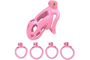 MKGMYGZ Sissy Chastity Cage Castidad Hombre Pink Cock Cage Male Sexuales Para Sexo Pareja Jaula Para El Pene Juguetes Eróticos Para Adultos (Bend Ring,Small)