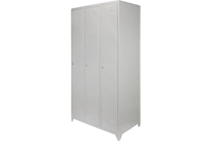Monster Shop Lockers Metal Lockable Storage Large 3 Door School Work Staff Unit Grey Steel Rail Shelf Gym Changing Shelves