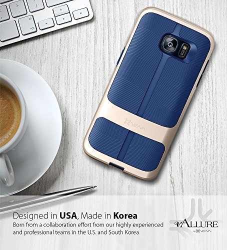 Samsung Galaxy S7 Edge Funda  Vena  vAllure  Bumper Frame  CornerGuard ShockProof   Strong Grip  Hibrido Ultra Delgada La textura de la onda para Samsung Galaxy S7 Edge  Oro   Azul Marino 