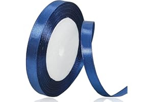XMASOLDECOR Ruban de Satin Bleu Marine 10mm x 22m, Ruban Satinée pour Emballage Cadeau, Couture, Artisanat, Ballon, Bouquet de Mariée, Décoration de Mariage