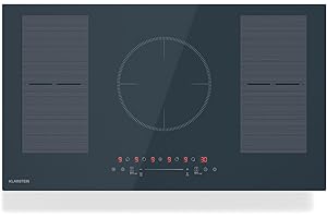 Klarstein Delicatessa 90 Flex - Placa Inducción 5 Zonas, 9500W, Flexzone, Thermoboost, Control Táctil, Temporizador & Bloqueo Infantil, Antracita, 90cm