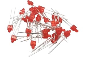 Vrabocry Lot de 100 diodes LED rondes de 2 mm - Bleu - Blanc - Jaune - Rouge - Vert - Éclairage lumineux - Composants électroniques - Indicateur de lumière (diffuseur rouge - 100 pièces)