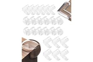 Trongle 24 PCS Baby Safety Corner Kids, Silicone Safety Edge & Corner Guards Non toxic w/ Ultra Strong Tape, 2 Shapes Sharp Edge Protector Furnitures, Cupboard, Transparent, 3.5x3.5cm (LAMBO-0818)