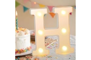 SRVILLG Light Up Letters, Glitter LED Letter Light, LED Alphabet Lights, Warm White Light Up Alphabet Sign, Gifts for Girls Women Party Birthday Decorations Night Light Christmas Valentine Decor (Letter-H)
