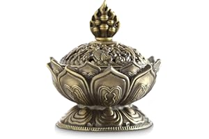 DeJivsin Quemador de Incienso, 7.5x7cm, inciensario, Quemador Incienso, Quemadores de Incienso, Bronce, para Carbon Incienso, Incienso de conoincienso en Tipo Cono y Varilla