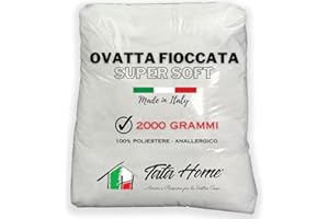 Tata Home Ovatta per Imbottitura in Poliestere Soffice per Cuscini Bambole Peluches Progetti Creativi Anallergica Fioccata Bianca Made in Italy Sacchetto 2 kg