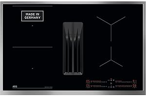 AEG Induktionskochfeld autark 80cm mit Dunstabzug / Made in Germany / 4 Flex-Kochzonen mit Bridge (Kombination 2er Zonen) / Auto-Funktion des Dunstabzugs / Aktivkohlefilter / COLI84COXB