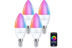 FITOP Bombillas Inteligentes Alexa, Lámparas LED E14 Wlan, Bombilla Regulable 4,9 W 470 Lm + 2200-6500K + RGB 16 Millones de Colores, Compatible con Alexa/Google Home, Control por voz, 4 Pack