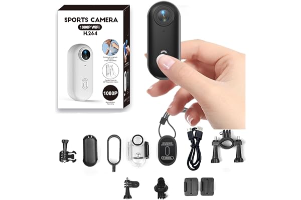 Mini Camera Sport Moto 1080p -Camera 360 Degrés Sous-Marine Avec Wi-Fi, Fixation Magnétique, Étanche Clip Portable, Mini Caméra Sport Idéale Pour La Moto, La Plongée, La Randonnée Et Les Animaux