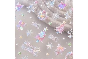 MISSJELLY Nagelsticker Weihnachten, Weihnachten Nagelsticker Selbstklebend 3D Rosa Schneeflocke Winter Nagelaufkleber Christmas Nail Art Stickers NagelDesign Nagelsticker Winter DIY Nageldesign Zubehör