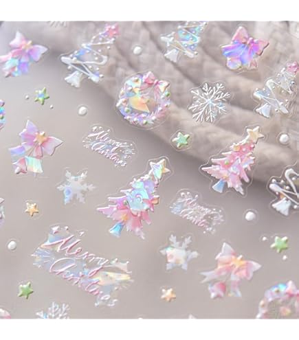 Laser Weihnachts-Nagelaufkleber Mit Schneekugel & Schneeflocken | Selbstklebende Nail Art Sticker Für Winter & Festtage