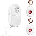 DAYTECH Personal Alarm for Elderly, Wireless Portable Vibration Caregiver Pager Alarm System, Emergency Call Button for Patient with 300Ft/100m 1 Vibration Receiver 2 Emergency Transmitter