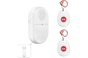 DAYTEE DAYTECH Personal Alarm for Elderly, Wireless Portable Vibration Caregiver Pager Alarm System, Emergency Call Button for Patient with 300Ft/100m 1 Vibration Receiver 2 Emergency Transmitter