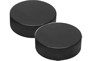 Tissting 2 Pcs BH-25 Ice Hockey Pucks Bulk Sports Puck Balls for Practicing and Classic Training, Diameter 3", Thickness 1",12.1oz Black