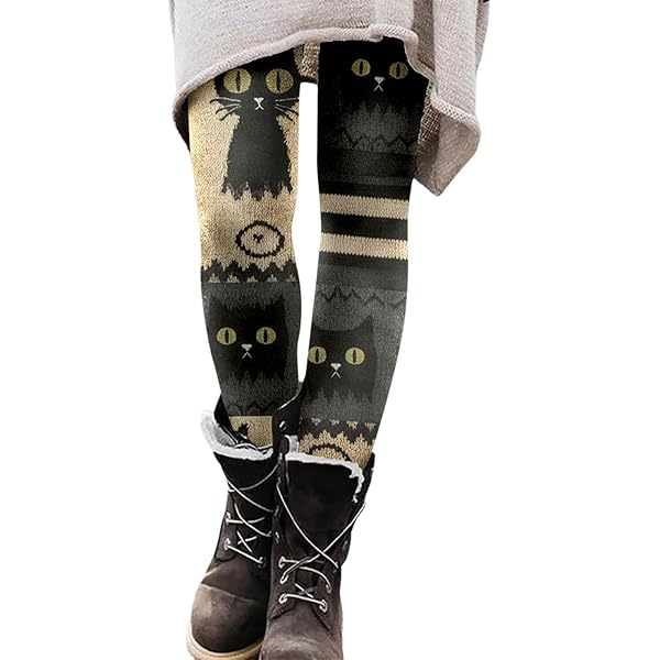 Halloween Leggings Damen - Kürbis Print Strumpfhose Grusel Design