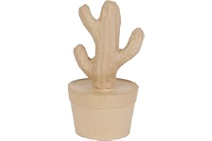 Clairefontaine ES Décopatch HD045C - Soporte de papel marrón maché, 9,5 x 9,5 x 18,5 cm, Cactus columna