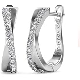 YOURDORA Twisted Hoop Earrings 925 Sterling Silver for Women with Cubic Zirconia Jewellery Original Gifts