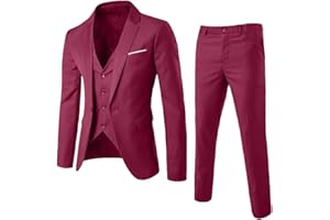 NUSGEAR 2021 Traje de 3 Piezas Hombre Suit Chaqueta Chaleco pantalón Traje de Fiesta de Navidad Boda Negocios Blazer Abrigo Moderna Chaqueta de un Solo Pecho Esmoquin Manga Larga