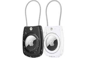 Aimtel wasserdichte Hülle für Apple AirTag,2er Pack airtag schlüsselanhänger Sicher vor Verlust, Stoßfest, Waschbar, Wird für Reisetaschen, Kisten,Rucksäcke.Zubehör für Apple Air Tag(Schwarz/Weiß)