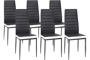 idmarket – – Juego de 6 sillas Romane negras diadema color blanco para comedor