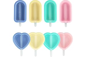 CAIFU Silicone Ice Lolly Moulds - 8 Pieces Reusable Ice Cream Mould with Sticks BPA Free & Food Grade, Mini Ice Cream Maker for DIY Cakesicles, Cake Pops, Dishwasher Safe