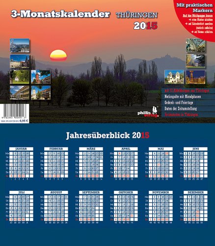 Drei-Monatskalender Thüringen 2015: Praktischer Monatsplaner mit thüringschem Kalendarium