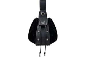 HiiFeuer Bolsita Medieval de Piel sintética con cordón, Monedero portátil de la Edad Media, Remaches Cinturón Bolsa Dados Bolsa para Larp REN Faire