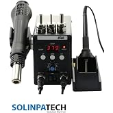 SOLINPATECH 8586 Isı Ayarlı Sıcak Hava &Uuml;fleme Havya Istasyonu Lcd Ekranlı &Uuml;flemeli Havya Makinası
