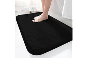 LUOJINYI Tapis de bain 40 x 60 cm, antidérapant, doux, absorbant l'eau, en microfibre, noir