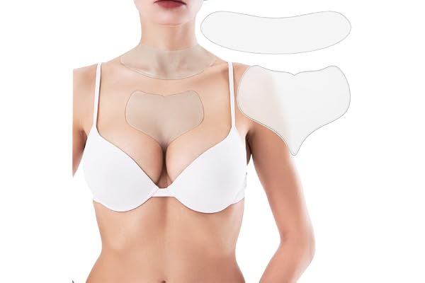 2 Pièces Anti-Rides en pour Patchs de Soins de Cou en Silicone Réutilisable Coussinets Anti-Rides en Silicone pour Soin de Peau pendant Nuit
