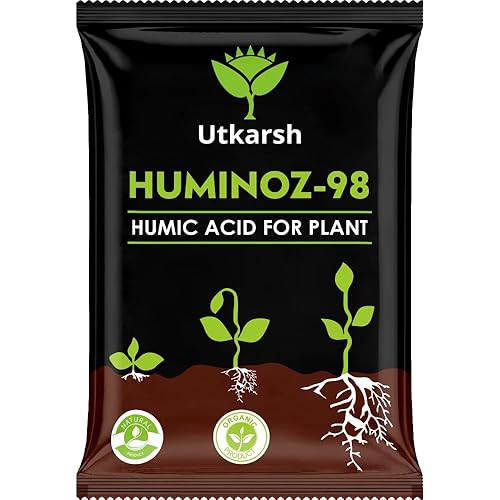 Utkarsh Huminoz-98 Humic Acid (98%) for Plants | Fertilizer for Potted Plants, Home Garden, Growth Enhancer, Soil Conditioner, Improves Root System | (Set of 1; 250 gm)