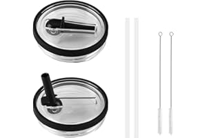 BBTCXJS Szczelna pokrywka do kubka Stanley, słomka, 1,134 g, zamiennik pokrywki słomki do Stanley Quencher, szczelne akcesoria do kubka 1,134 g, z 4 słomkami i 1 szczotką do czyszczenia, 2 szt