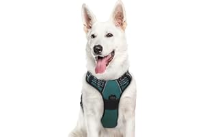 Eagloo Szelki dla psa, bez ciągnięcia, regulowane szelki kamizelki z klipsem z przodu, miękka wyściełana kamizelka dla psa, odblaskowa, bez duszenia, oddychająca, z łatwym uchwytem dla dużych psów,