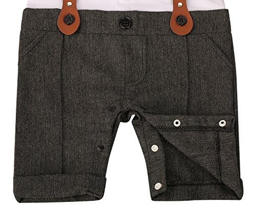 ZOEREA 3tlg Baby Jungen Bekleidungssets Strampler + Weste + Hut Fliege Krawatte Anzug Gentleman Festliche Taufe Hochzeit Langarm Baby Kleikind für Frühling Herbst(Grau, Körpergröße 60-70cm) - 6