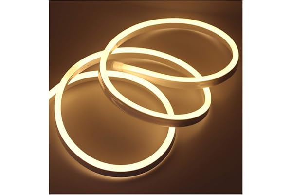 XUNATA 2m Flexible LED Neon lights Blanco Calido, Resistente al Agua 220V smd 2835 Tiras de LED, Líneas de Cables Luminoso Exterior para Fiestas y Decoración