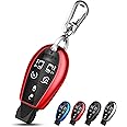QBUC for Dodge Key Fob Cover with Keychain TPU Key Case Compatible with 2008-2018 Dodge Ram Jeep Chrysler Model Accessories