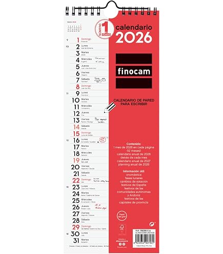 Miquelrius Calendrier Mural 2025 Basic Espagnol - 155x430mm Avec Espace Notes Et Spirale