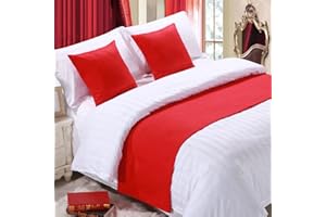 BiiKoon Red Linen Bed Runners and Matching Cushions Bed Scarves for Foot of Bed Bed End Towel Bedding Protection for King Queen Double Single, 50 * 240cm for 1.8m bed