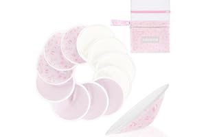 MOMUSE Coppe Assorbilatte, Coppette Assorbilatte Lavabili 12PCS, Tessuto Ultra Liscio e Assorbente Veloce, Assorbenti Lavabili e Traspiranti per L'Allattamento al Seno, a Forma di Coppa Invisibile