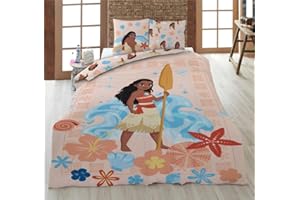 Aymax - Juego de cama Vaiana Flowers, 1 persona, funda nórdica reversible de 140 x 200 cm + funda de almohada de 65 x 65 cm, polialgodón