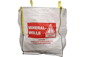 Lacers Big Bags | 10 Stück mit 4 Schlaufen | Traglast - 150 Kilogramm | Mineralwolle, MIWO | Schüttgutbehälter, Transportsack, Entsorgungssack | 90x90x110 cm