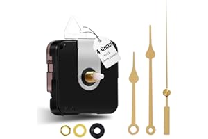 DEEWISH 12888 Kit Movimento Fai-da-Te al Quarzo per Orologio da Parete - Meccanismo Silenzioso, Parti di Ricambio, Lunghezza Totale dell'albero 17mm (43/64 Pollici), (lancette Dorate B)