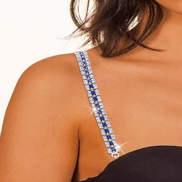 Jascatin Glinsterende strass-beha-bandjes - Antislip bandjes - Voor nachtclub - Feestbeha - Lichaamsaccessoires voor dames, Legering, Geen edelsteen